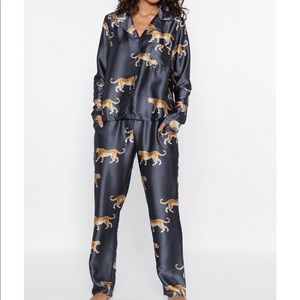 Satin Cheetah print Pajama set.